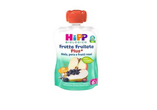 Hipp Biologico frutta frullata plus+ mela pera e frutti rossi 90 grammi