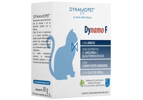 Dynamo F alimento complementare per le difese immunitarie del gatto 20 bustine appetibili