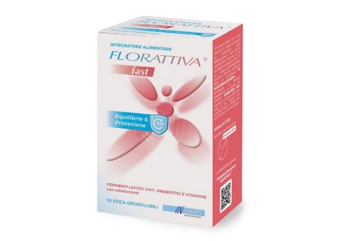 Florattiva Fast integrtore per l'equilibrio della flora batterica intestinale 10 stick orosolubili