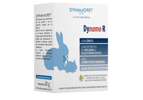 Dynamo R alimento complementare per conigli d'affezione ed animali esotici 20 bustine appetibili da 2 grammi