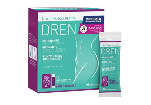 Pancia Piatta Dren integratore drenante gusto frutti di bosco 14 bustine + impacco gel torba 100ml