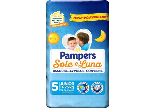 Pampers Sole e Luna pannolini 11-25kg taglia 5 junior 15 pezzi