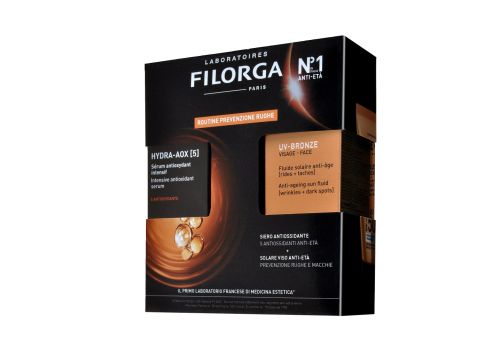 Filorga cofanetto solare Hydra-Aox siero antiossidante + UV-Bronze spf 50+ solare viso anti-età