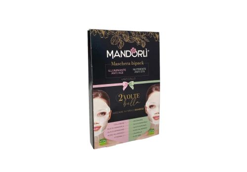 Mandorlì maschera in fibra di bamboo bipack illuminante anti-age + nutriente anti-età viso-collo 1 + 1 pezzo