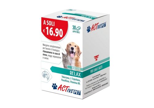 Active Pet Relax mangime complementare per favorire il rilassamento di cani e gatti 30 compresse appetibili