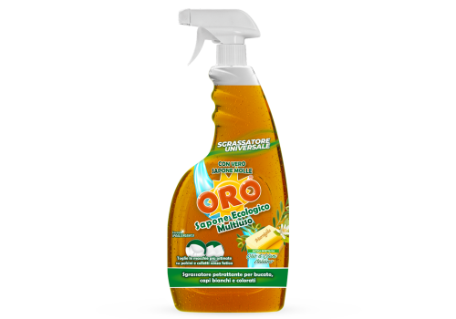 Oro sapone ecologico multiuso per tutte le superfici e pretrattante per colletti e polsini spray 750ml 