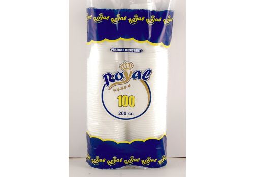 Royal bicchieri in plastica bianchi riciclabili pratici e resistenti 200cc 100 pezzi