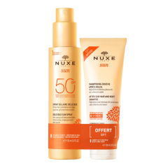 Nuxe Sun spf 50 latte spray corpo 150ml + shampoo doccia doposole 100ml 