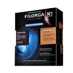 Filorga cofanetto solare Hydra-Hyal siero idra-rimpolpante + UV-Bronze spf 50+ solare viso anti-età